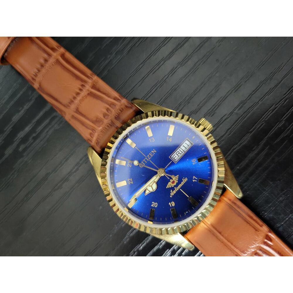 RARE Pristine Vintage Citizen Eagle 7 Men's Automatic Leather Watch